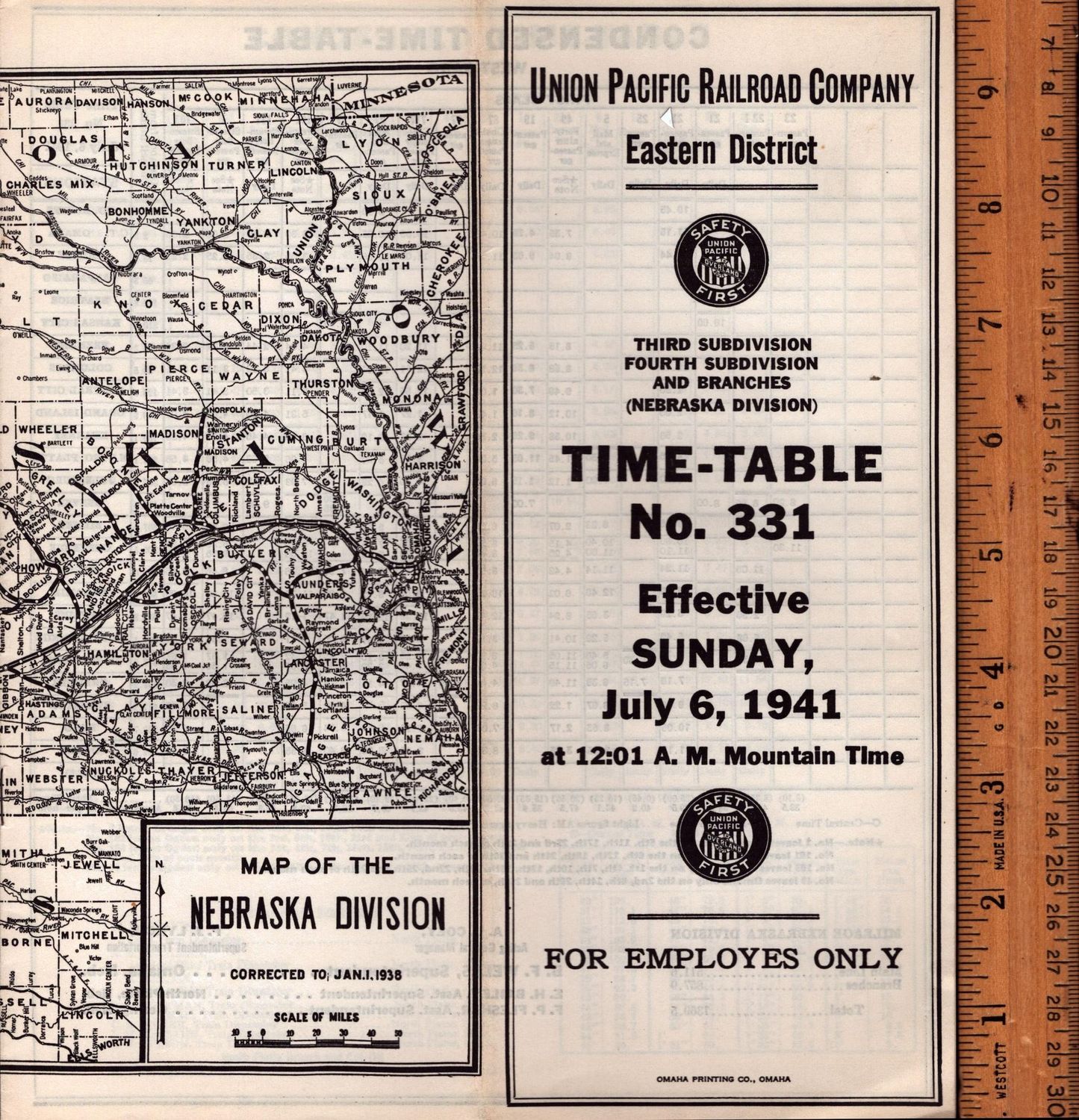 Union Pacific Nebraska Division, 3rd & 4th Subdivisions 1941