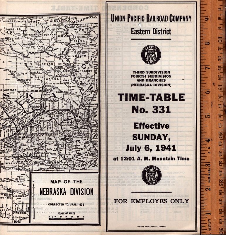 Union Pacific Nebraska Division, 3rd & 4th Subdivisions 1941