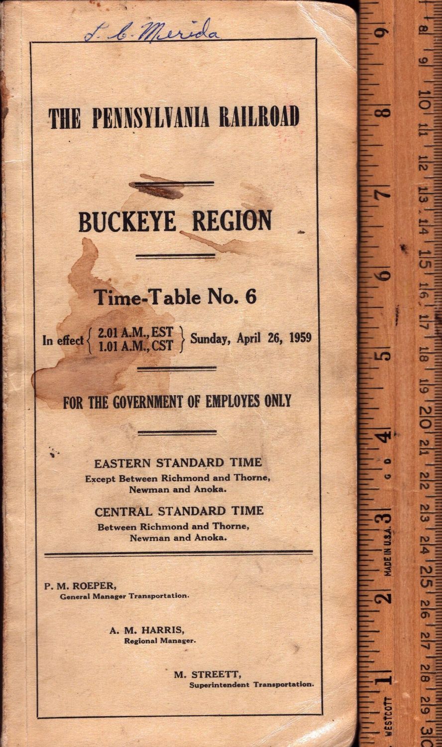 Pennsylvania RR Buckeye Region 1959