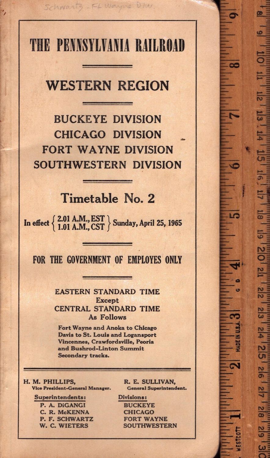 Pennsylvania RR Western Region 1965