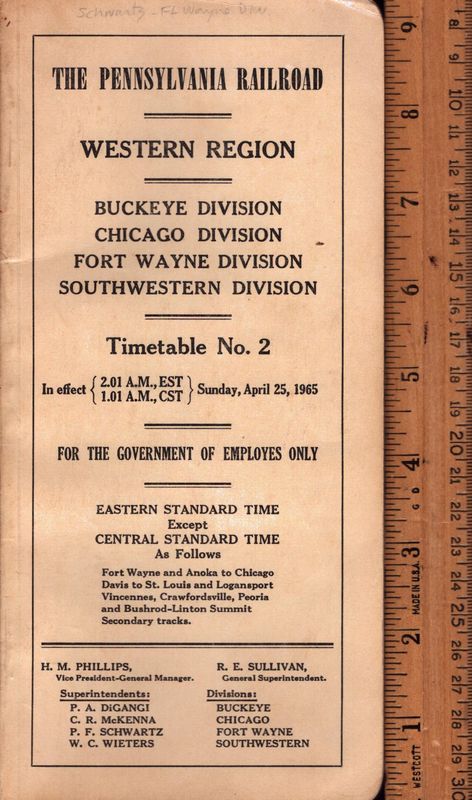 Pennsylvania RR Western Region 1965