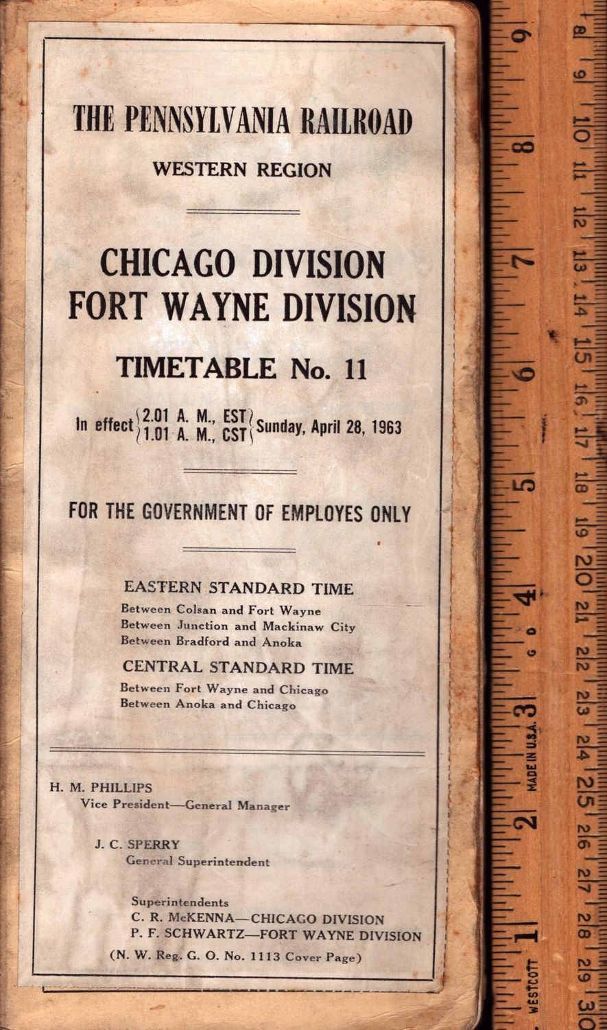 Pennsylvania RR Chicago & Fort Wayne Divisions 1963