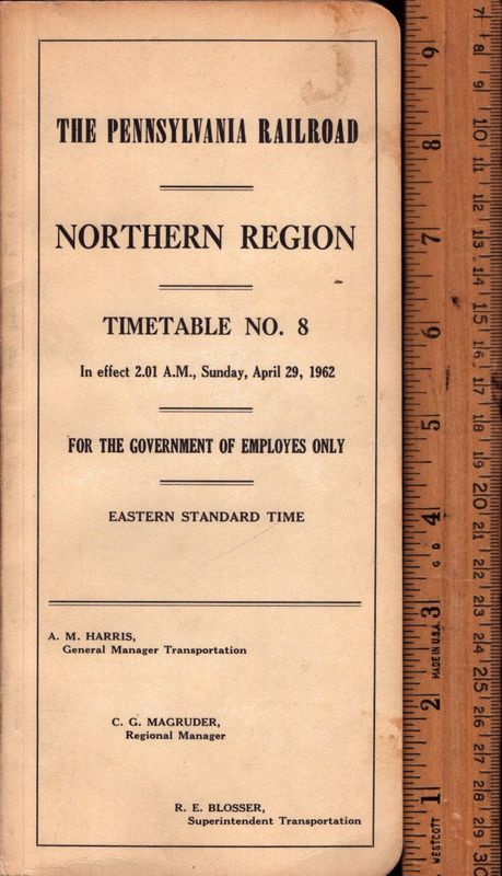 Pennsylvania RR Northern Region 1962