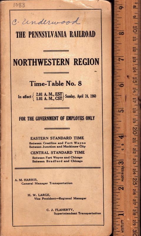 Pennsylvania RR Northwestern Region 1960