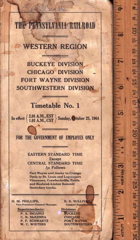 Pennsylvania RR Western Region 1964