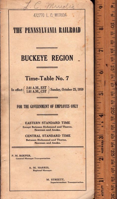 Pennsylvania RR Buckeye Region 1959