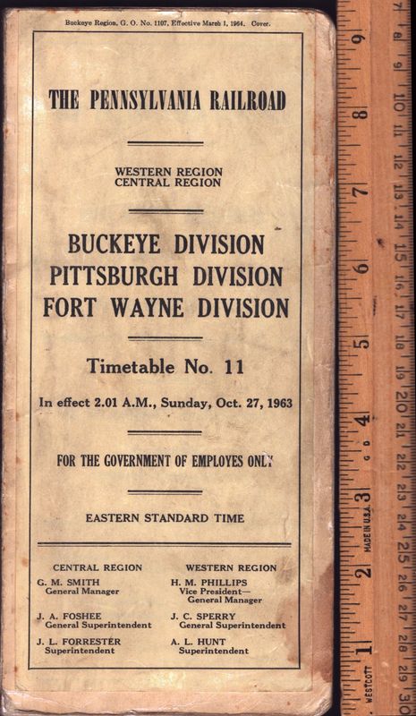 Pennsylvania Buckeye, Pittsburgh & Fort Wayne Divisions 1963