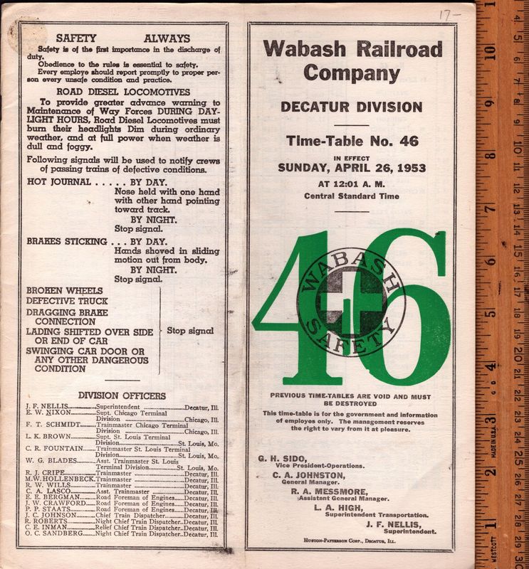 Wabash Decatur Division 1953