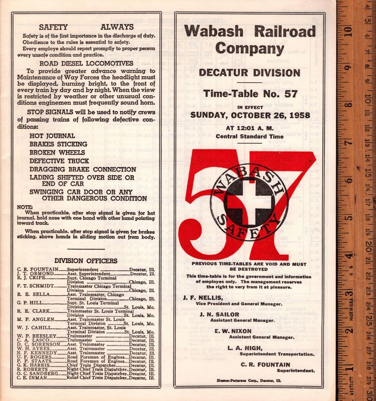 Wabash Decatur Division 1958