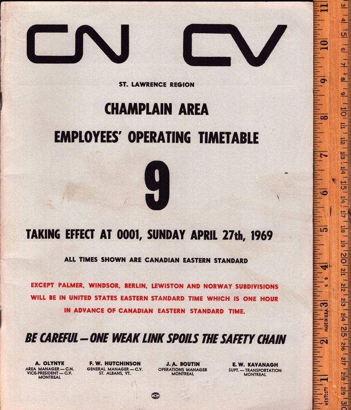 Canadian National Champlain Area 1969