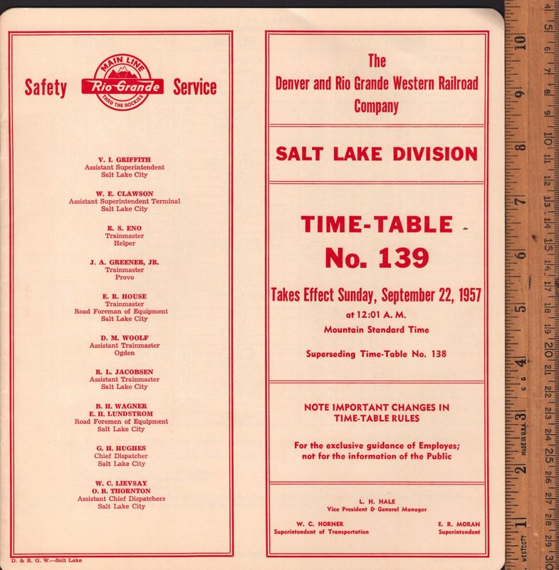 Denver & Rio Grande Western Salt Lake Division 1957