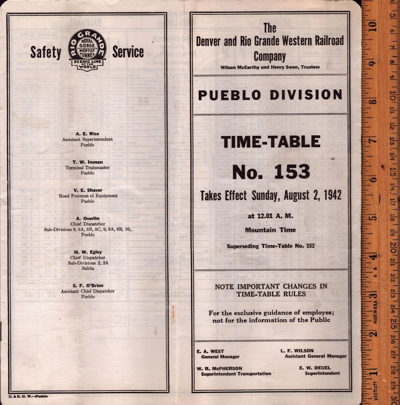 Denver & Rio Grande Western Pueblo Division 1942