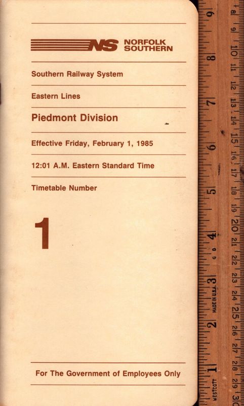 Norfolk Southern Piedmont Division 1985