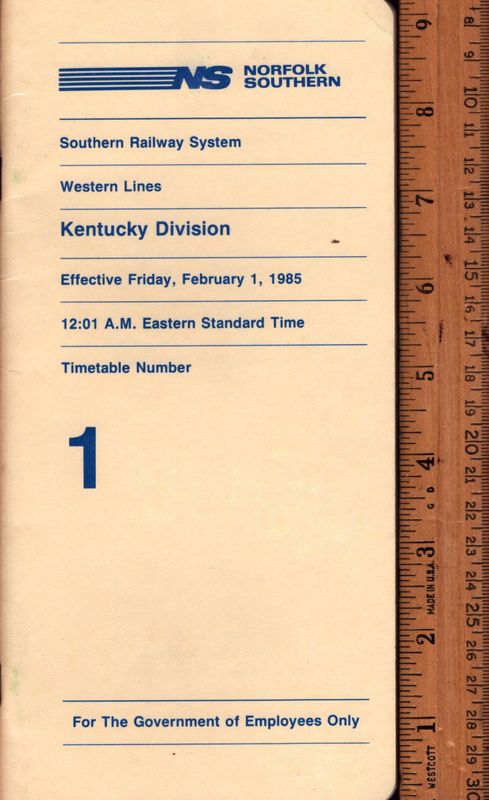 Norfolk Southern Kentucky Division 1985