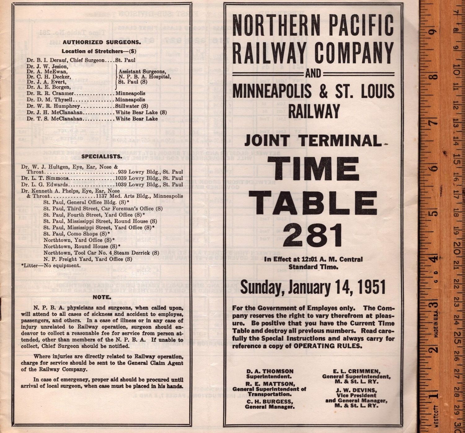 Northern Pacific and Minneapolis & St. Louis Joint Terminal 1951