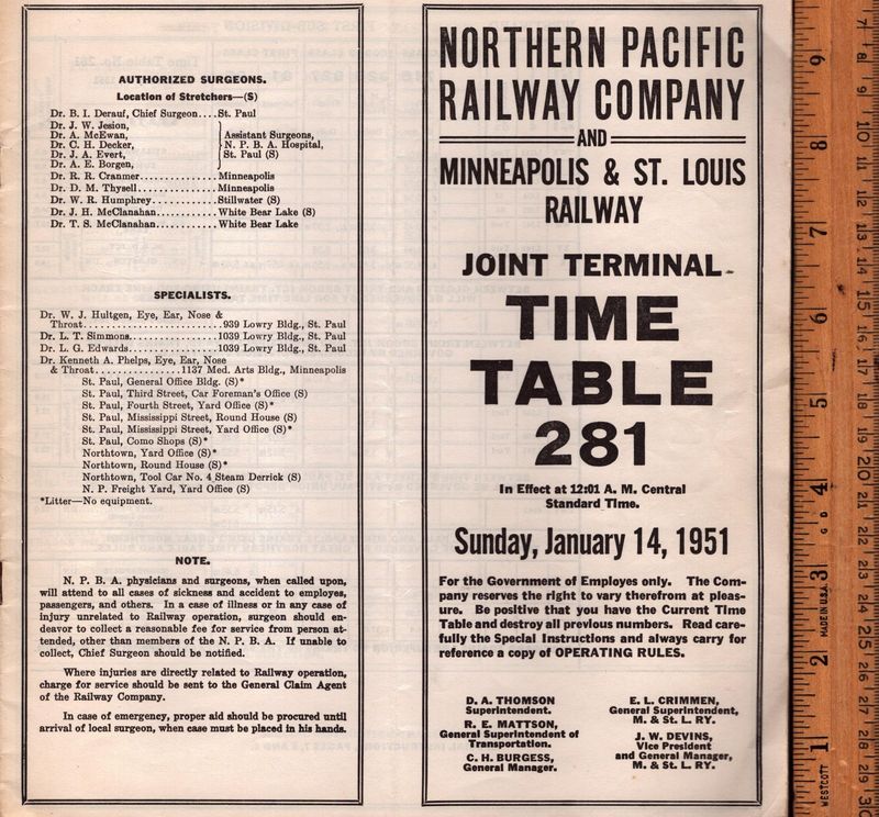 Northern Pacific and Minneapolis & St. Louis Joint Terminal 1951