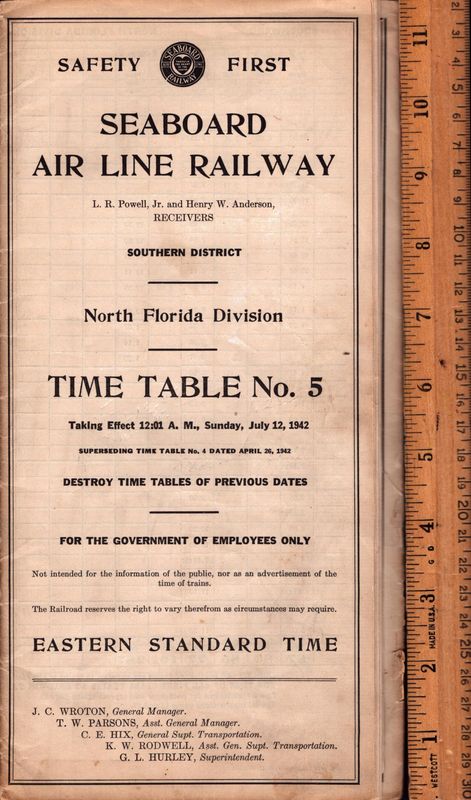 Seaboard Air Line North Florida Division 1942