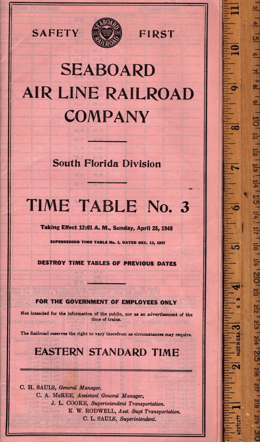 Seaboard Air Line South Florida Division 1947