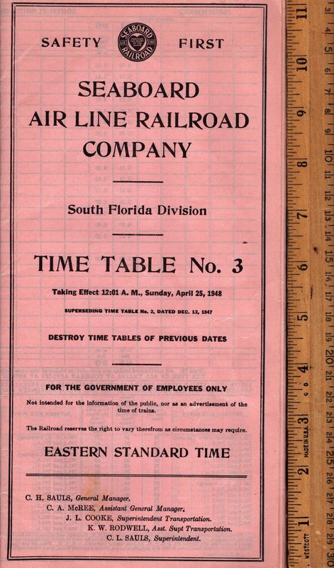 Seaboard Air Line South Florida Division 1947