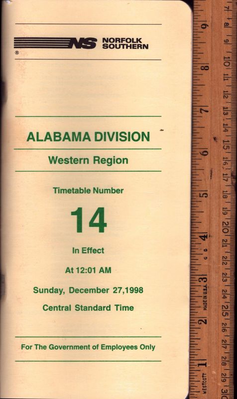 Norfolk Southern Alabama Division 1998