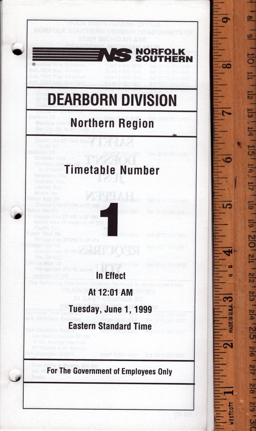Norfolk Southern Dearborn Division 1999