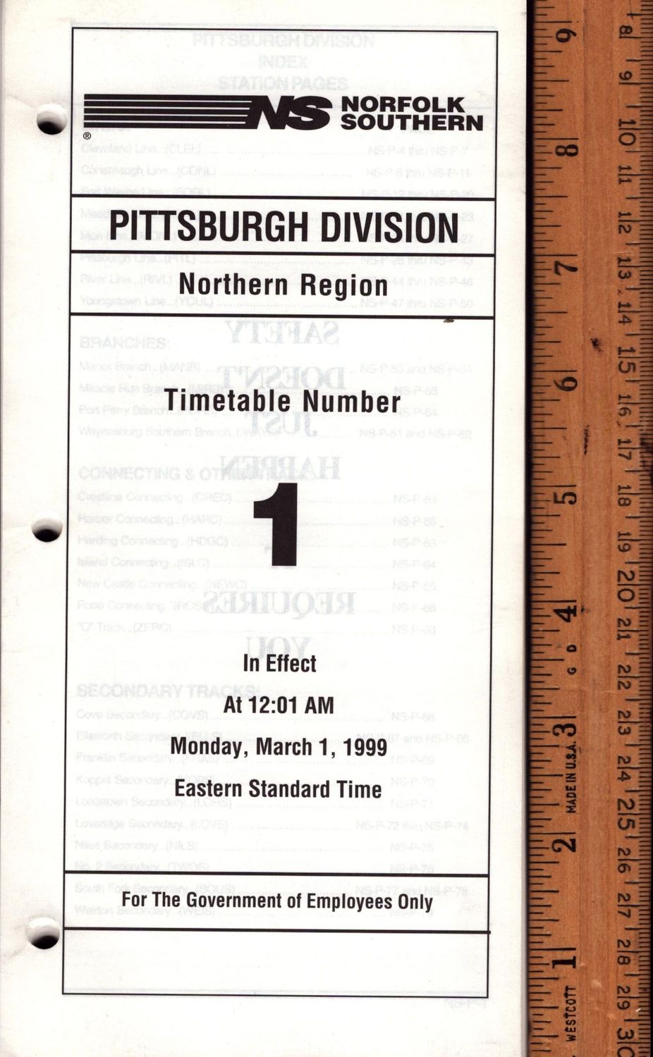 Norfolk Southern Pittsburgh Division 1999
