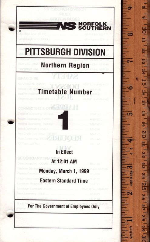 Norfolk Southern Pittsburgh Division 1999