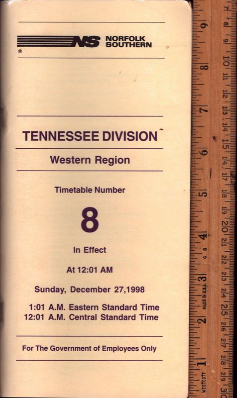 Norfolk Southern Tennessee Division 1998