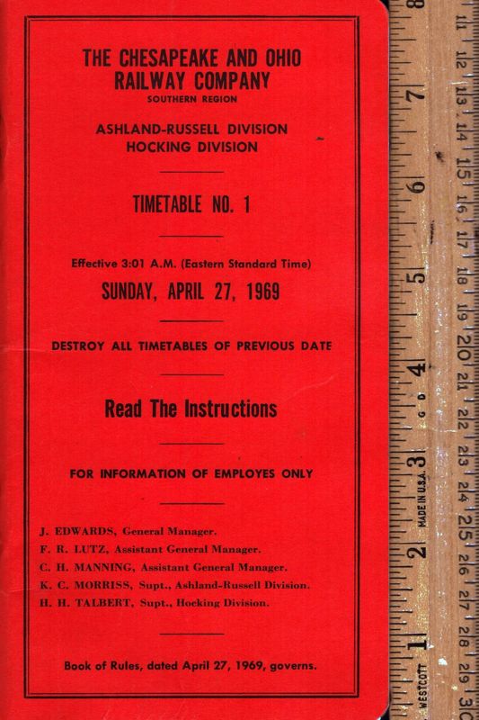 Chesapeake & Ohio Ashland-Russell and Hocking Divisions 1969