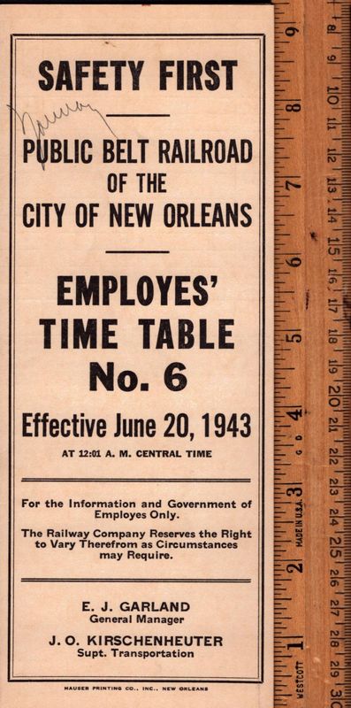 Public Belt Railroad of the City of New Orleans 1943