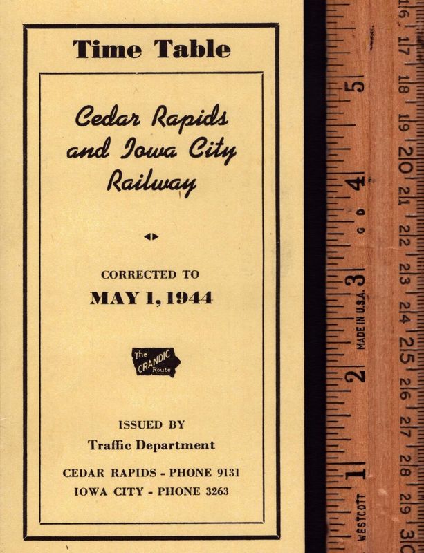 Cedar Rapids & Iowa City Railway public 1944