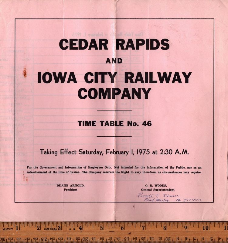 Cedar Rapids & Iowa City Railway 1975