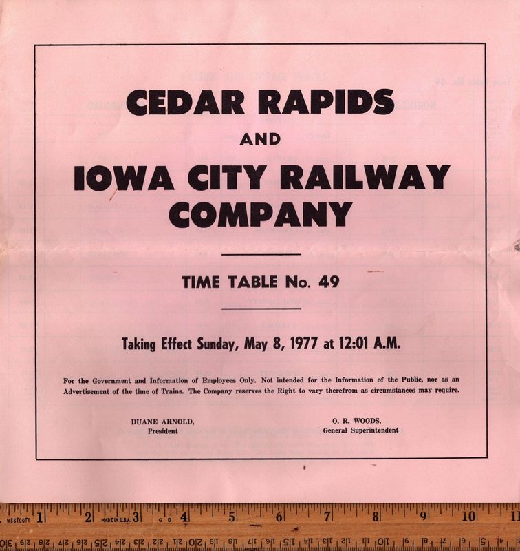 Cedar Rapids & Iowa City Railway 1977