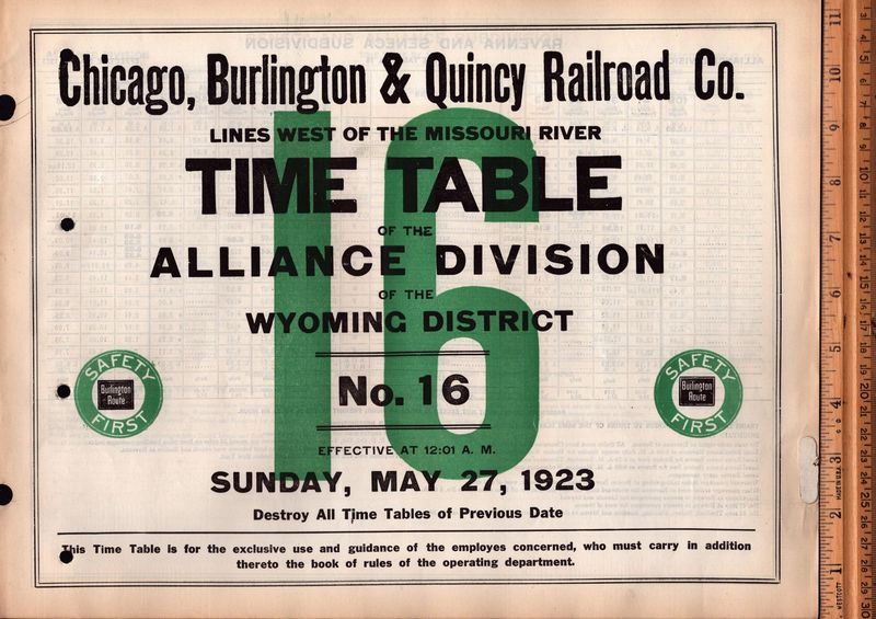 Chicago, Burlington & Quincy Alliance Division 1923