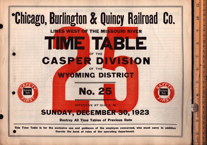 Chicago, Burlington & Quincy Casper Division 1923