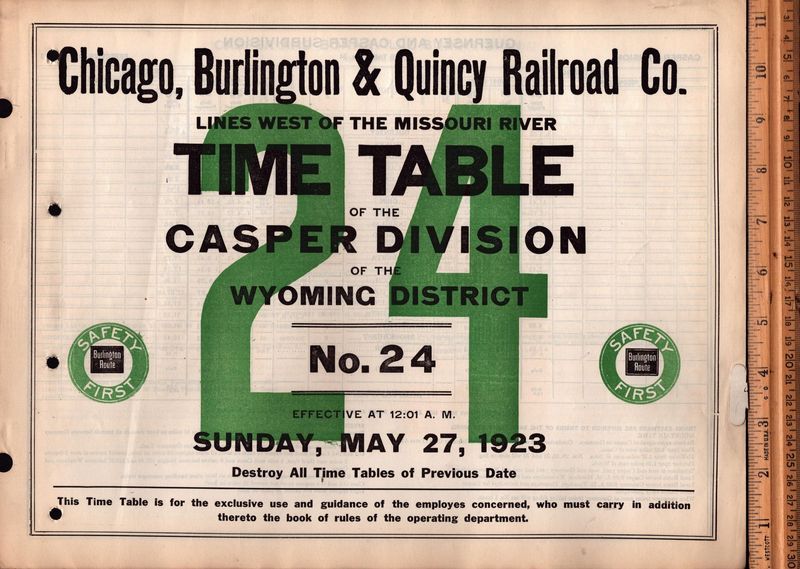 Chicago, Burlington & Quincy Casper Division 1923
