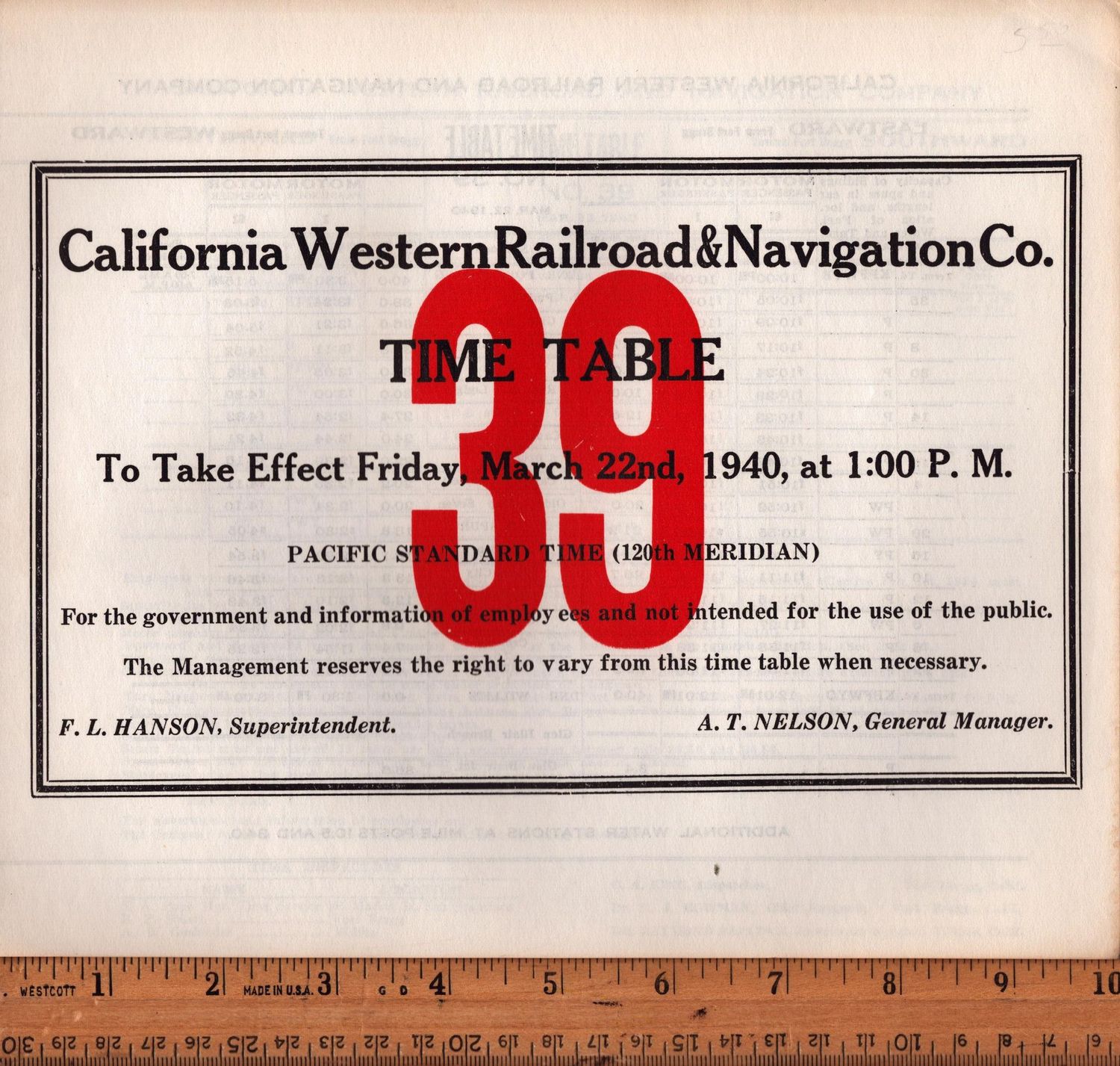 California Western Railroad & Navigation Co. 1940