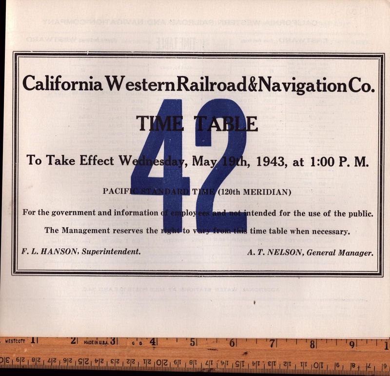 California Western Railroad & Navigation Co. 1943