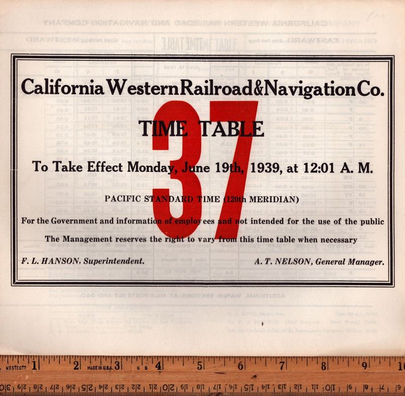 California Western Railroad & Navigation Co. 1939