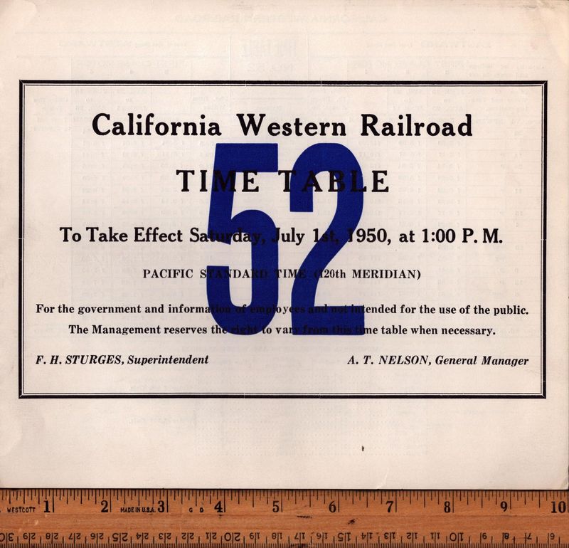 California Western Railroad & Navigation Co. 1950