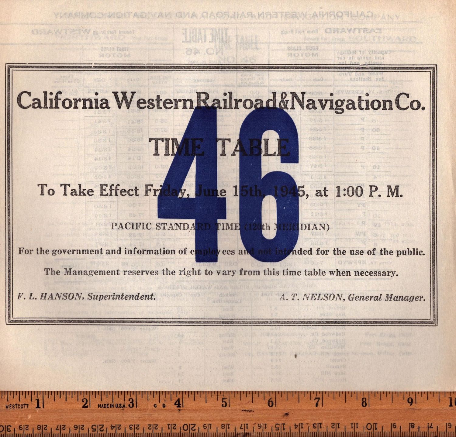 California Western Railroad & Navigation Co. 1945