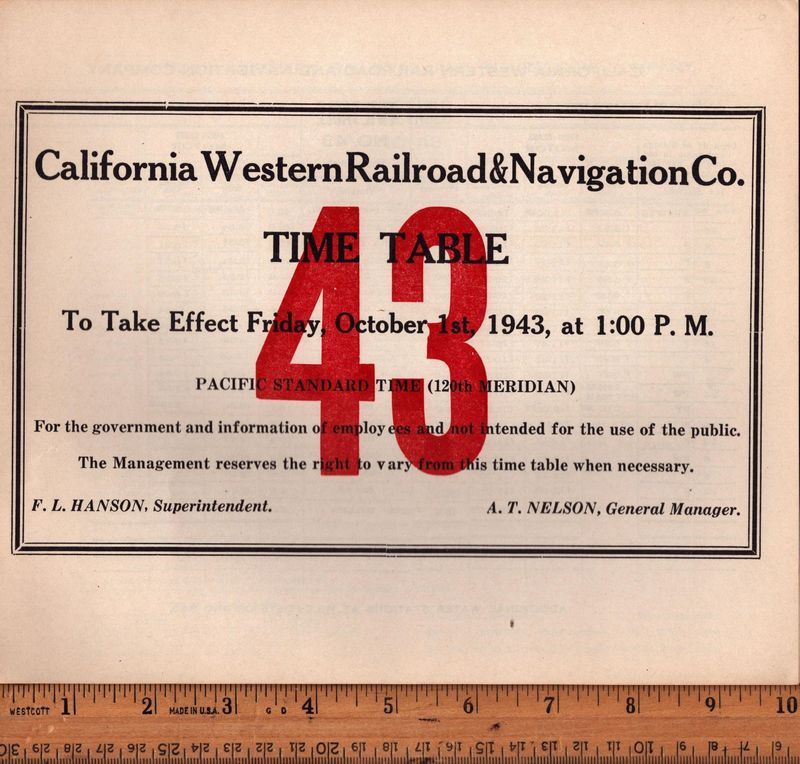 California Western Railroad & Navigation Co. 1943