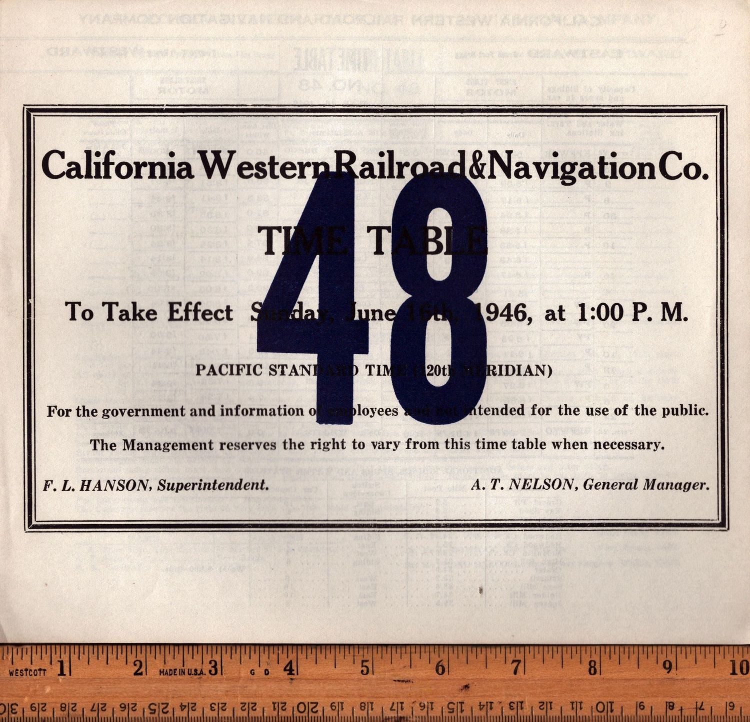 California Western Railroad & Navigation Co. 1946