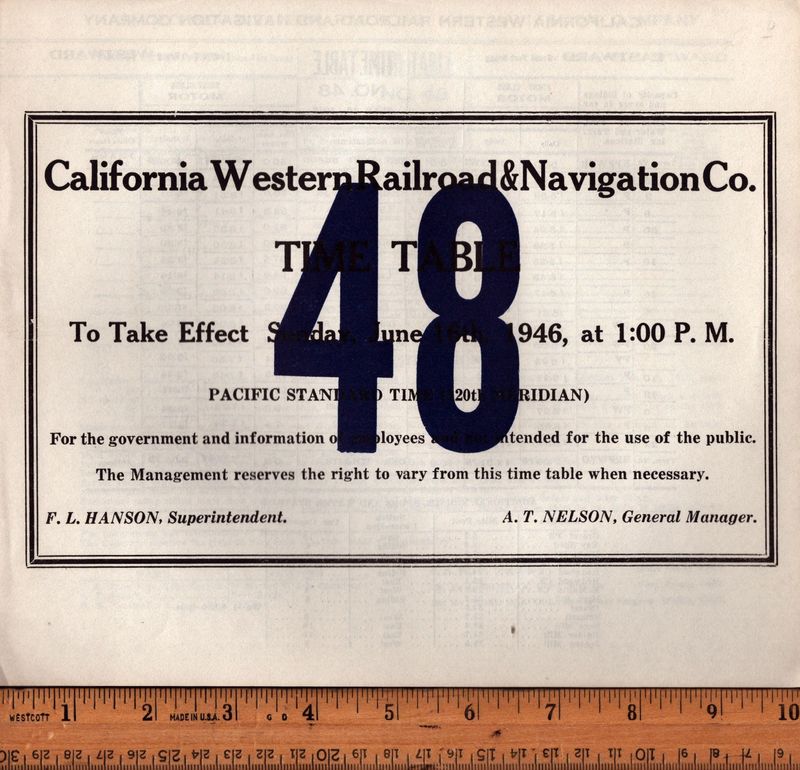 California Western Railroad & Navigation Co. 1946