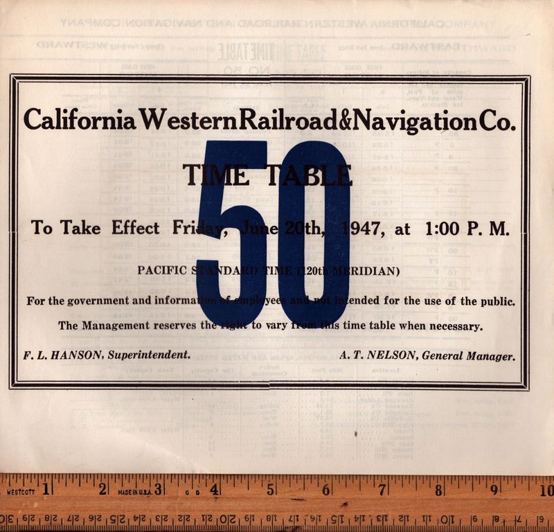 California Western Railroad & Navigation Co. 1947