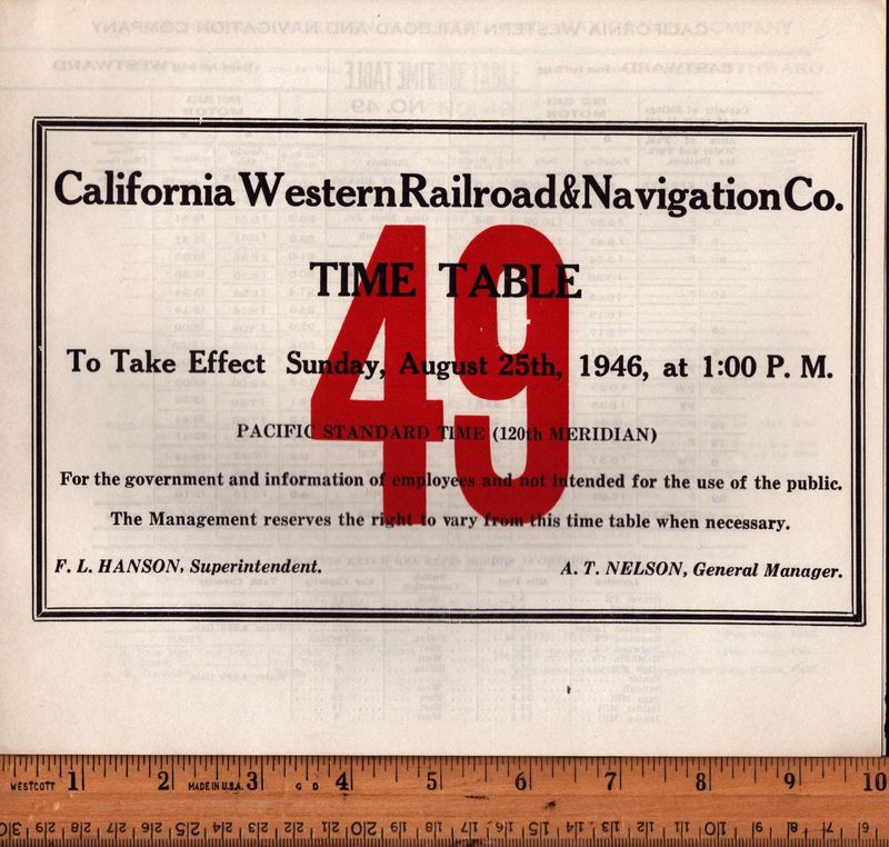 California Western Railroad & Navigation Co. 1946