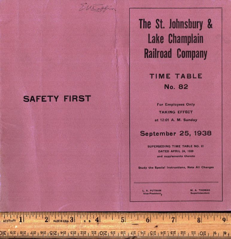 St. Johnsbury & Lake Champlain Railroad 1938