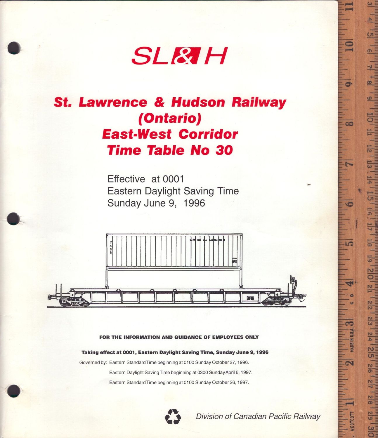 St. Lawrence & Hudson Railway (Ontario) East-West Corridor 1996