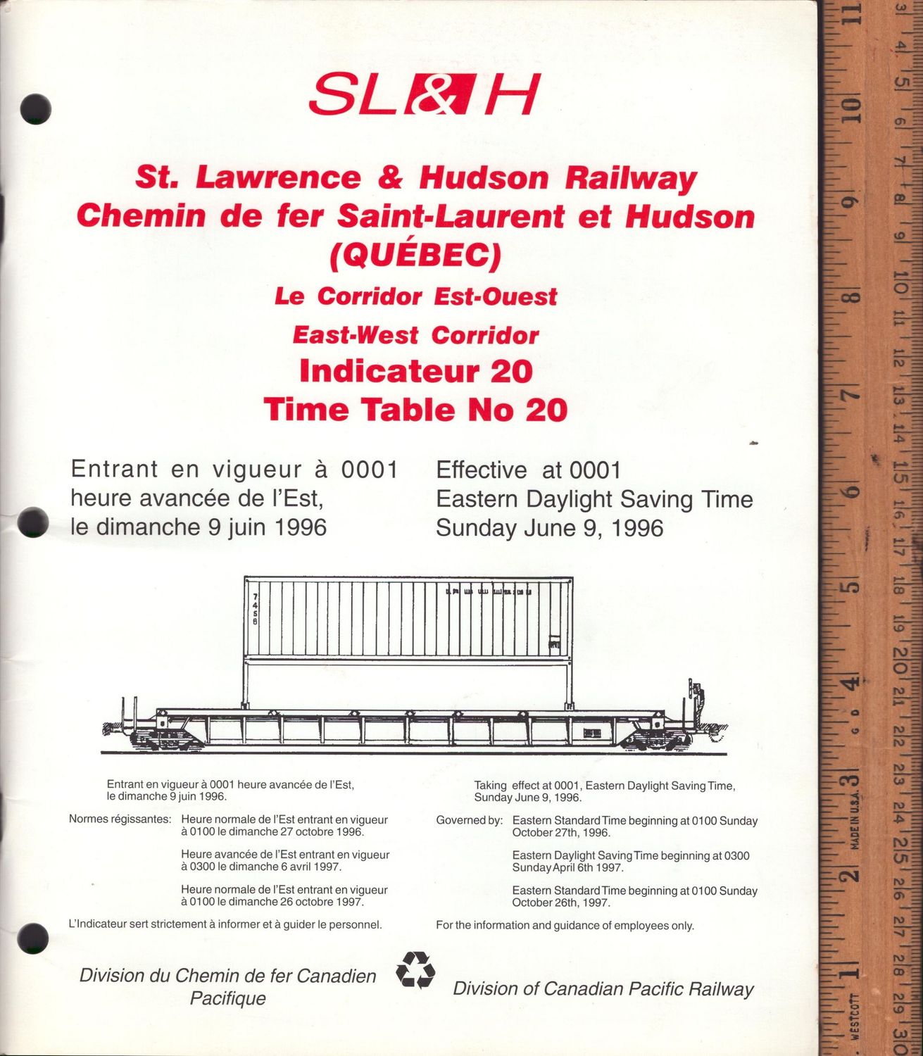 St. Lawrence & Hudson Railway (Quebec) East-West Corridor 1996