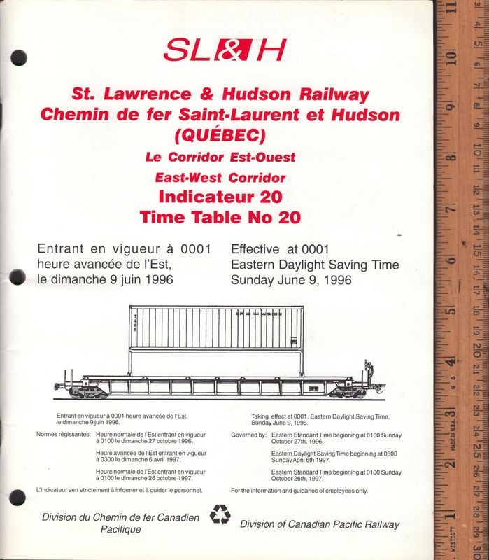 St. Lawrence & Hudson Railway (Quebec) East-West Corridor 1996